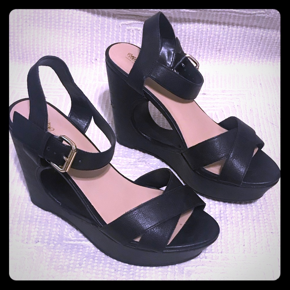 Black Wedges, peep-toe. Size 8.5
